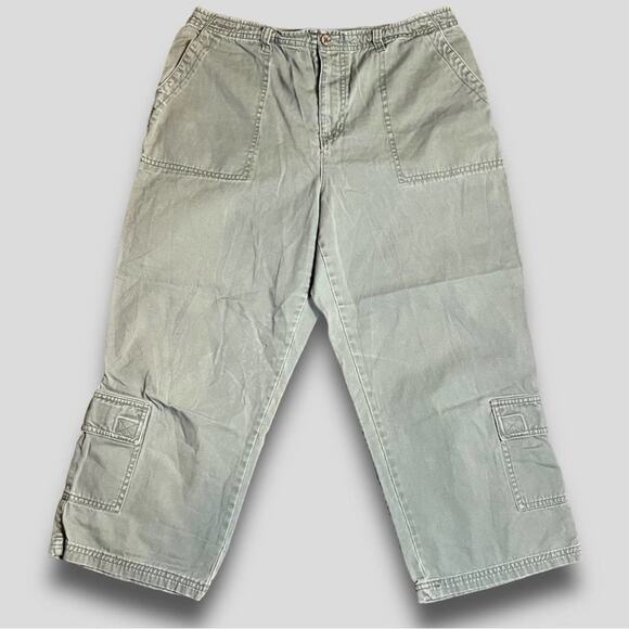 LA CABANA Y2K GORP CARGO COTTON PANTS STRAIGHT UTILITY POCKET CREAM KHAKI 10 - Picture 1 of 6